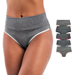 Kit 5 Calcinha Fitness Cós Alto FIO Duplo